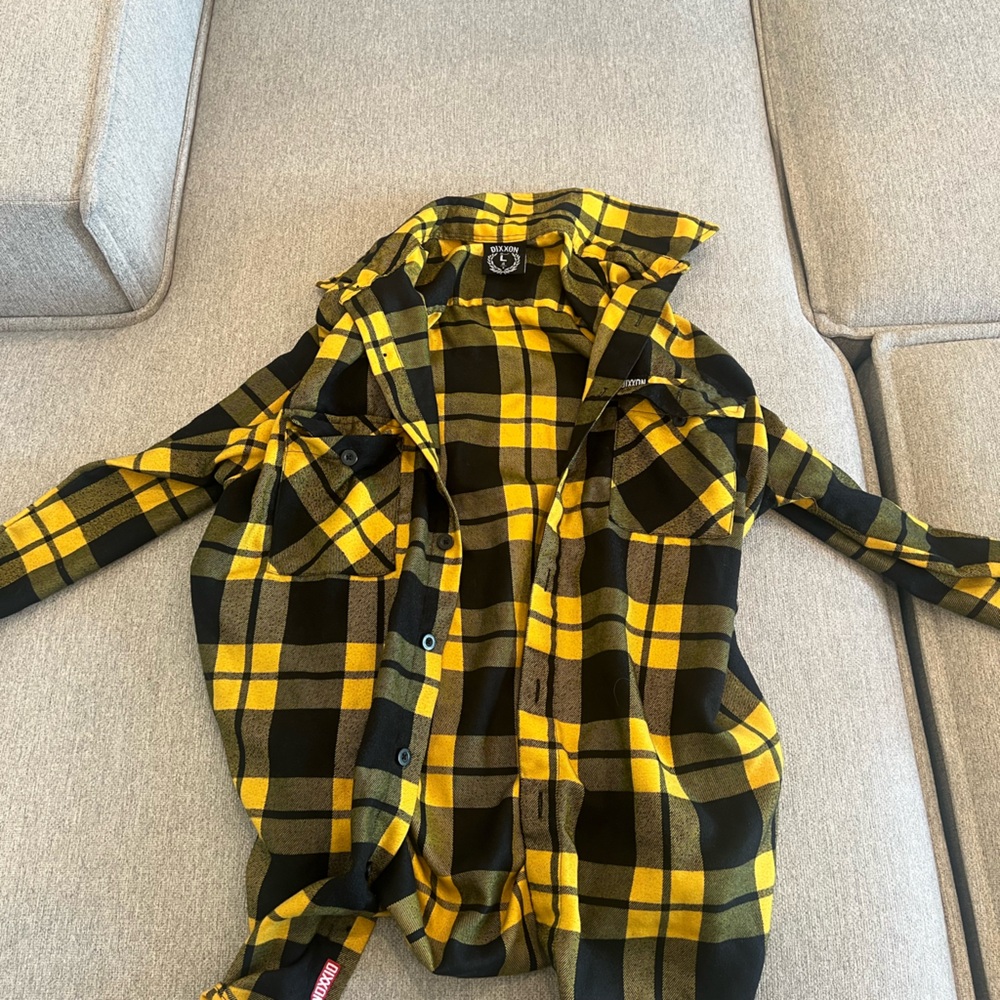 DIXXON Yellow and Black Plaid Shirt